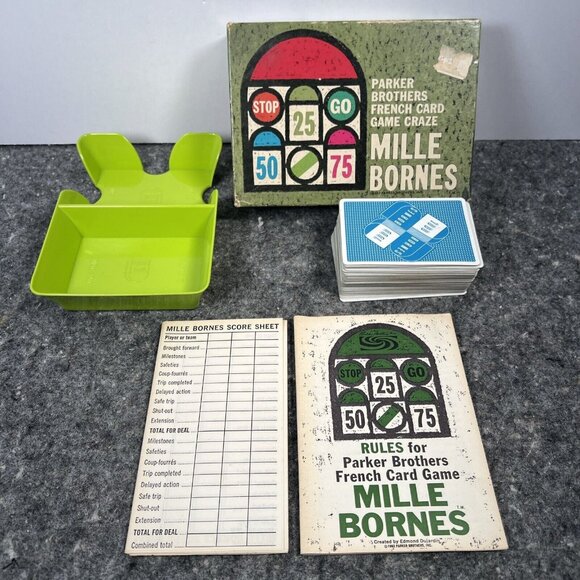 VTG 1962 Mille Bornes French Card Game Parker Brothers Complete Blank Score Card - Picture 1 of 13